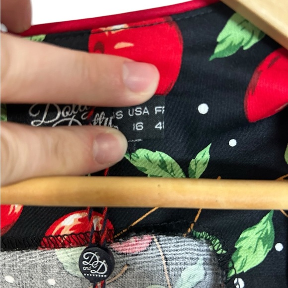 Dolly & Dotty Rockabilly Cherry Print Pinup 50’s Inspired Dress Size 16 - Picture 6 of 13